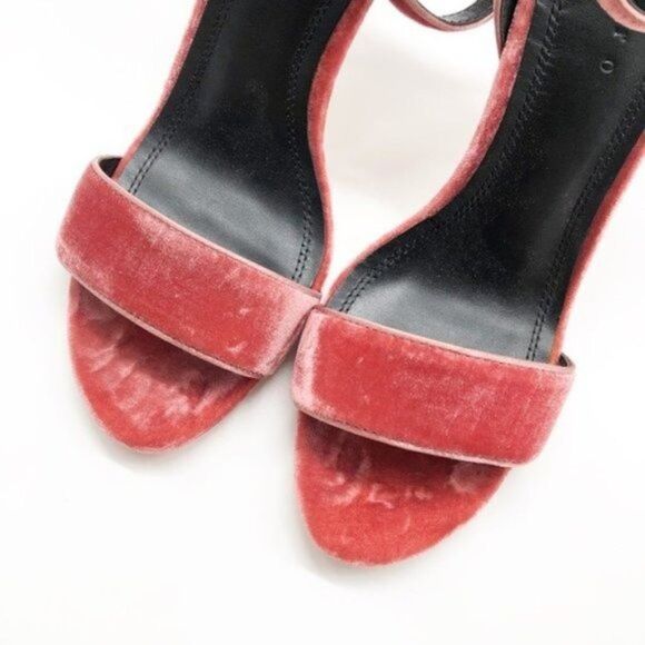 SANDRO Nina Rose Velvet Heeled Sandals  - Picture 5 of 8